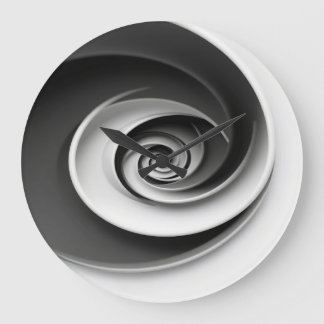 Elegantes Schwarz-Weiß-Spiral-Abstraktdesign,  Große Wanduhr