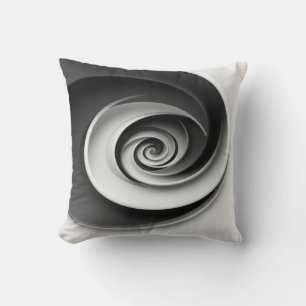 Elegantes Schwarz-Weiß-Spiral-Abstraktdesign, Kissen