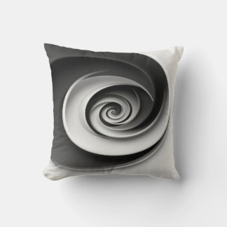 Elegantes Schwarz-Weiß-Spiral-Abstraktdesign, Kissen