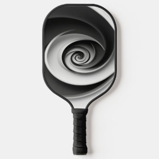 Elegantes Schwarz-Weiß-Spiral-Abstraktdesign,  Pickleball Schläger