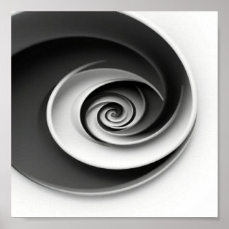 Elegantes Schwarz-Weiß-Spiral-Abstraktdesign,  Poster