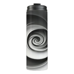 Elegantes Schwarz-Weiß-Spiral-Abstraktdesign Thermosbecher