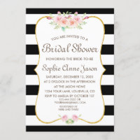 Elegantes Schwarz-Weiß Streifen Blume Brautparty