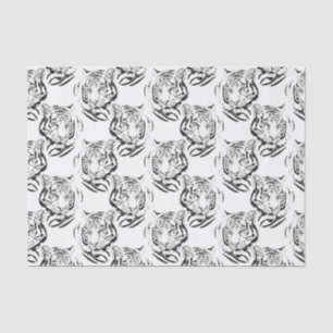 Elegantes Schwarz-Weiß-Tiger-Head Print Design Seidenpapier
