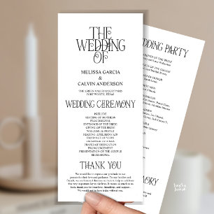 Elegantes Schwarz-Weiß-Typografie-Hochzeitsprogram Programm