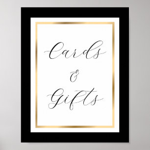 Elegantes Schwarz-Weiß- und Goldkarten- und Gesche Poster