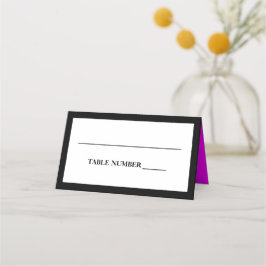 Elegantes Schwarz, Weiß und Magenta Pink Platzkarte