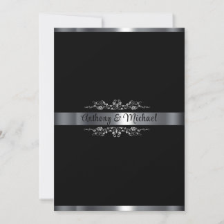 Elegantes Schwarz, Weiß und Silber Einladung