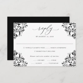 Elegantes Schwarz-Weiß Vintag Classic Wedding RS RSVP Karte