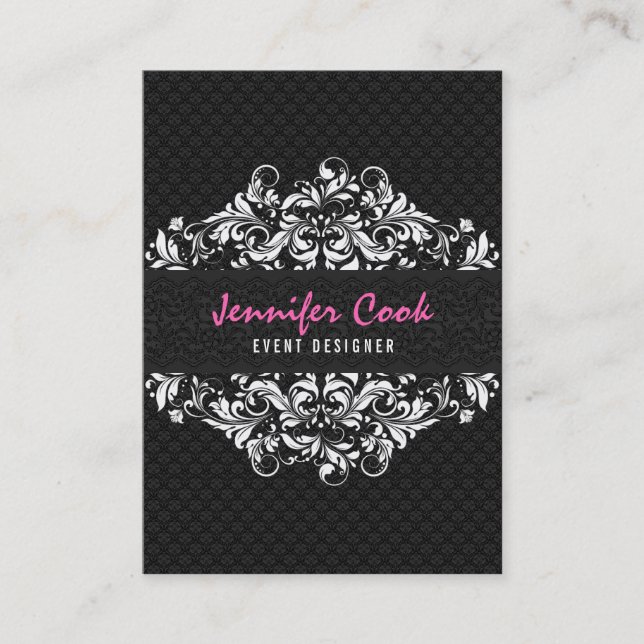 Elegantes Schwarz-Weiß-Vintages Blumenbild 2a Visitenkarte (Vorderseite)