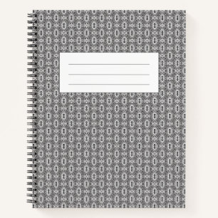 Elegantes Schwarz-Weiß-Volksblumenmuster nahtlos Notizbuch