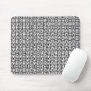 Elegantes Schwarz-Weiß-Volkskunst-Blumenmuster nah Mousepad