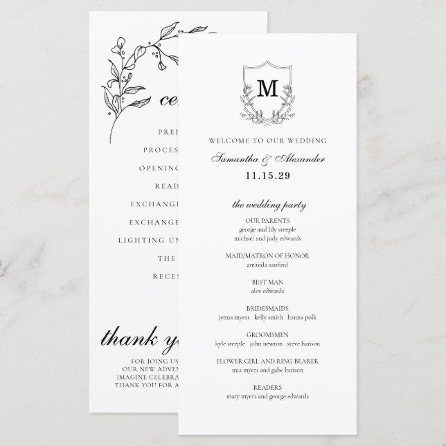 Elegantes Schwarz-Weiß-Wappen (Vorne/Hinten)