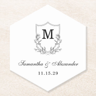 Elegantes Schwarz-Weiß-Wappen Untersetzer