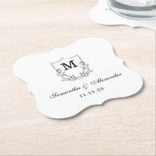 Elegantes Schwarz-Weiß-Wappen Untersetzer