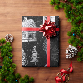 Elegantes Schwarz-Weiß-Weihnachts-Verpackungspapie Geschenkpapier