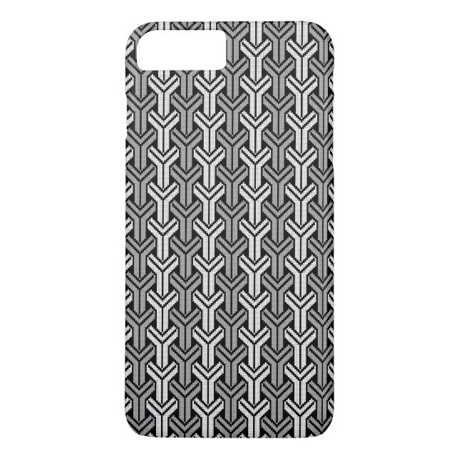 Elegantes Schwarz-Weiß-Y-Kreuzstich Case-Mate iPhone Hülle (Rückseite)