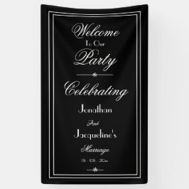 Elegantes Schwarz-weißes Begrüßungsbanner Banner