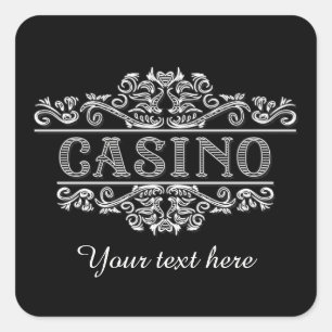 Elegantes Schwarz-weißes Casino Quadratischer Aufkleber
