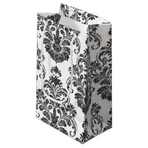 elegantes Schwarz-weißes Damask-Party Kleine Geschenktüte