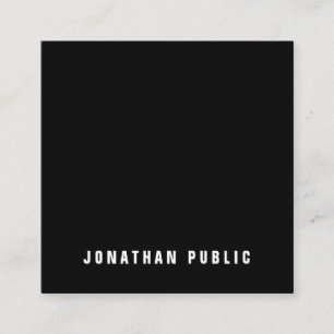 Elegantes Schwarz-weißes einfaches schlichtes Quadratische Visitenkarte