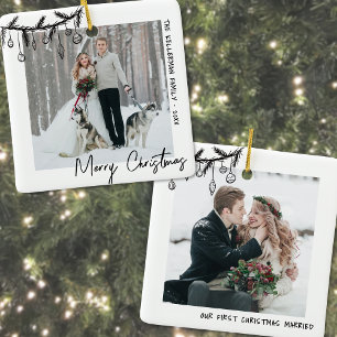 Elegantes Schwarz-weißes Erstes Foto Keramikornament