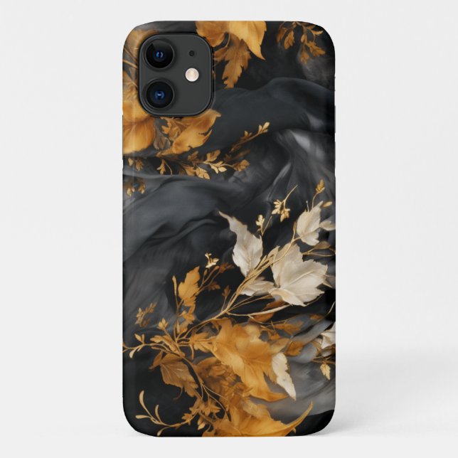Elegantes, Schwarz-weißes, florierendes Muster Case-Mate iPhone Hülle (Rückseite)