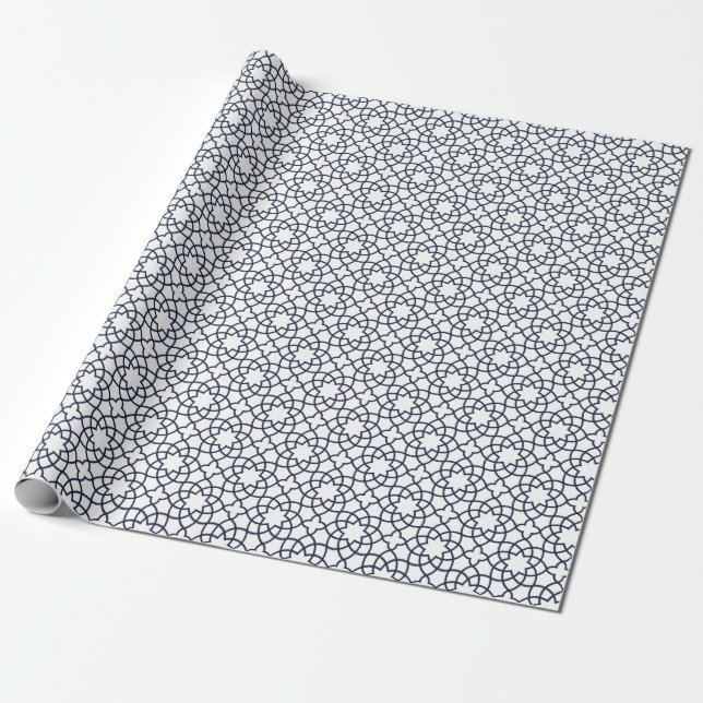 Elegantes Schwarz-weißes geometrisches islamisches Geschenkpapier (Ungerollt)