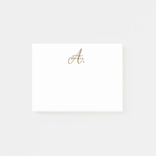 Elegantes Schwarz-weißes Gold Script Monogram Post-it Klebezettel
