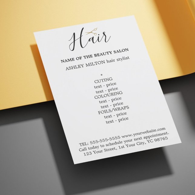 Elegantes Schwarz-weißes "Golden Scissors Hair Men Flyer (Von Creator hochgeladen)