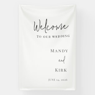 elegantes schwarz-weißes Hochzeit-Willkommensschil Banner