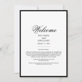 Elegantes Schwarz-weißes Hochzeitsprogramm