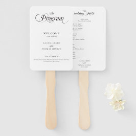 Elegantes Schwarz-weißes Hochzeitsprogramm für Kal Fächer