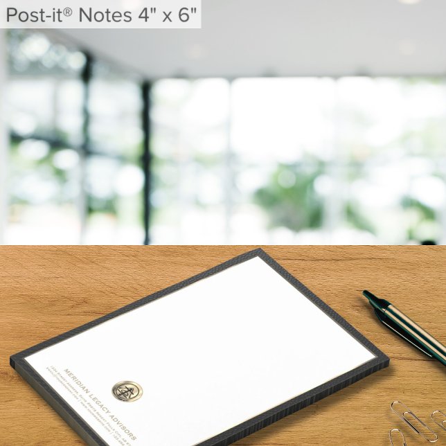 Elegantes Schwarz-weißes Logo 4x6 Post-it Klebezettel (Von Creator hochgeladen)