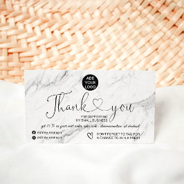 Elegantes Schwarz-weißes Marmorlogo, vielen Dank Visitenkarte