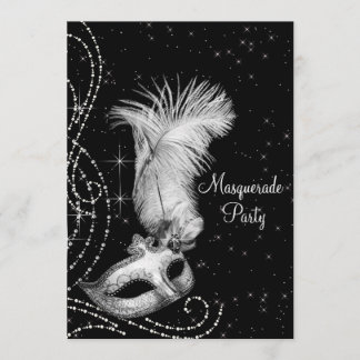 Elegantes Schwarz-weißes Masquerade-Party Einladung