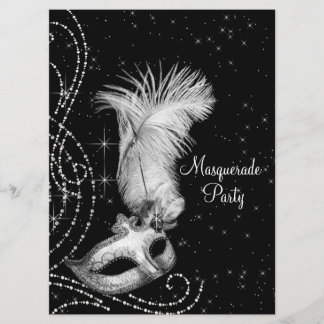 Elegantes Schwarz-weißes Masquerade-Party Einladung