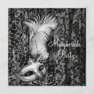 Elegantes Schwarz-weißes Masquerade-Party Einladung