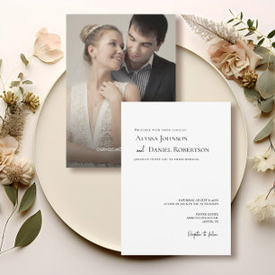 Elegantes Schwarz-weißes Minimalistisches Foto Hoc Einladung