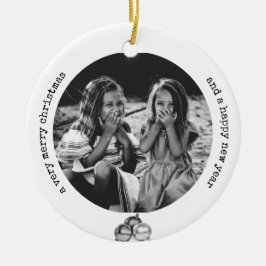 Elegantes Schwarz-weißes Original Foto Weihnachten Keramik Ornament