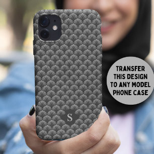 Elegantes Schwarz-weißes Retro-Muster Monogramm Case-Mate iPhone Hülle