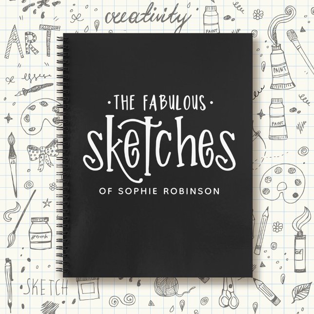 Elegantes Schwarz-weißes Sketchbook Notizbuch (Von Creator hochgeladen)