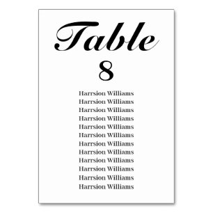 Elegantes Schwarz-weißes Skript-Hochzeit Tischnummer