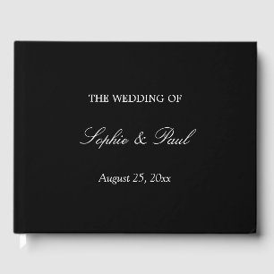 Elegantes Schwarz-weißes Skript Wedding Guest Book Gästebuch
