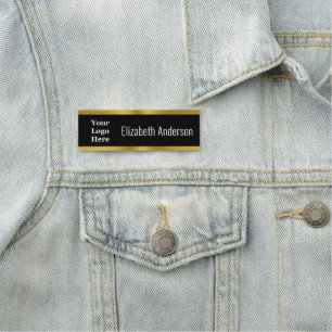 Elegantes Schwarz-weißes und goldenes Logo hier Namensschild