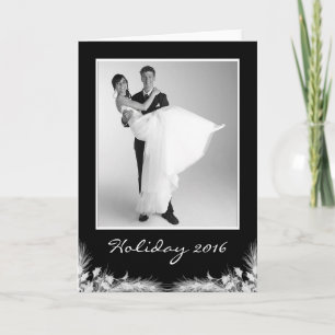 Elegantes Schwarz-weißes Weihnachts-Weihnachts-Fot Feiertagskarte