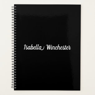 Elegantes Schwarzer individuelle Name-Textjahr, Mo Planer