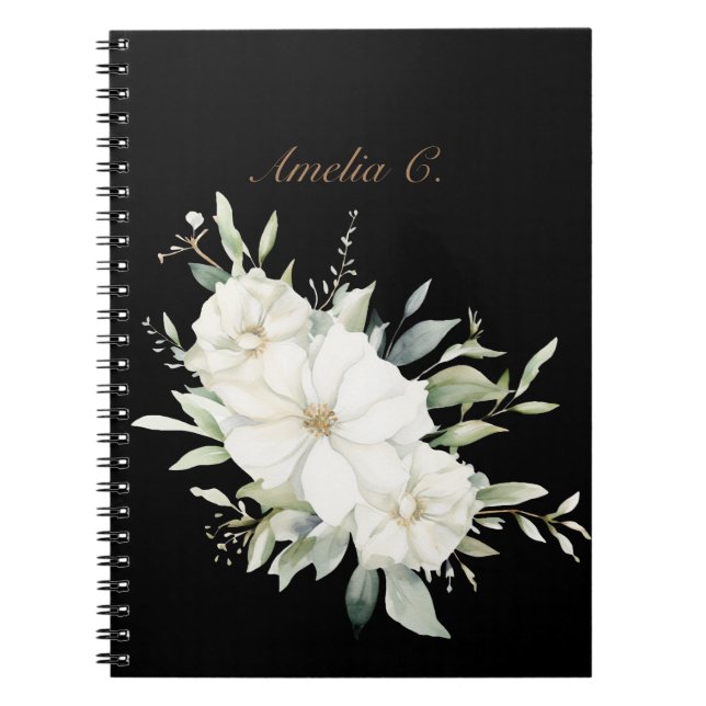 Elegantes schwarzes Aquarell-Notebook Notizblock (Vorderseite)