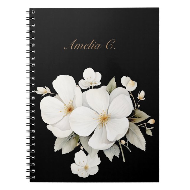 Elegantes schwarzes Aquarell-Notebook Notizblock (Vorderseite)