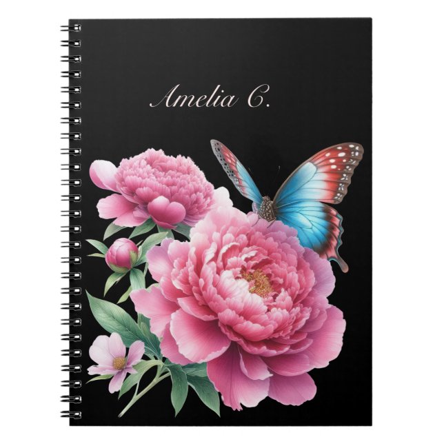 Elegantes schwarzes Aquarell-Notebook Notizblock (Vorderseite)